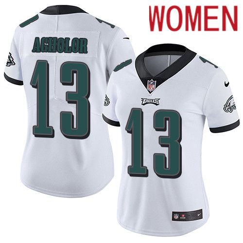Women Philadelphia Eagles #13 Nelson Agholor Nike White Vapor Limited NFL Jersey->women nfl jersey->Women Jersey